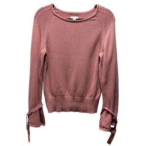 Sundance Womens Pink Raglan Knit Sweater Bell Sleeve  With Tie Detail Size S